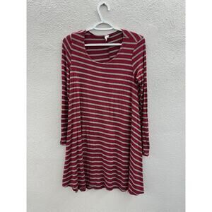 Cacia Womens Dress Size XL Red Gray Striped Long Sleeve Stretchy